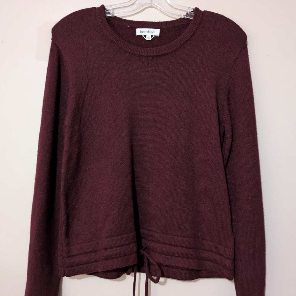 3 for $30 Heartloom Burgundy Knit Sweater Drawstring Waist Size M EUC